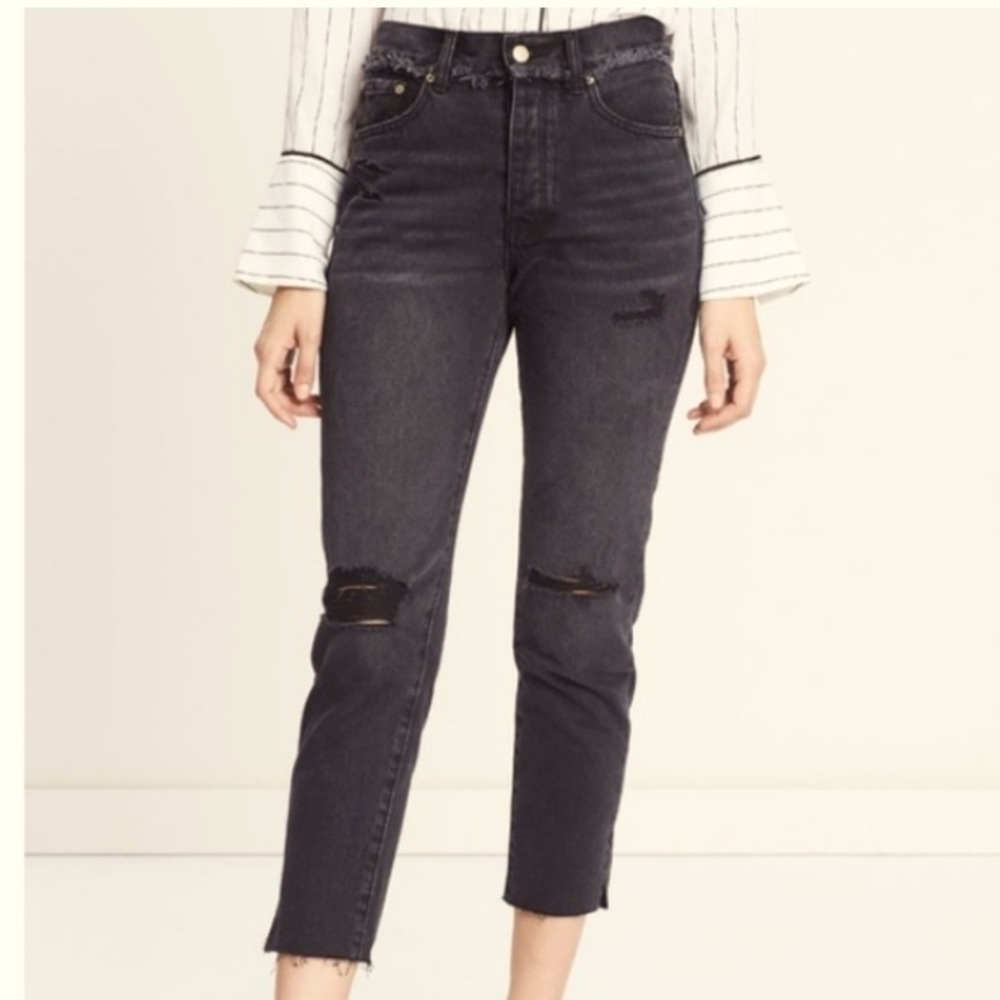 Free People Neon Blonde high rise siren mum jeans button fly black - size 27